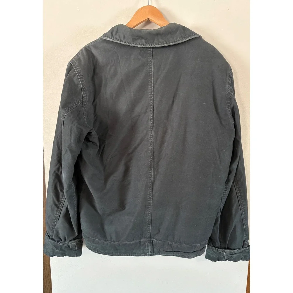 VTG Hollister Mens Medium Y2K Sherpa Lined Canvas Jacket Charcoal Grunge Trucker
